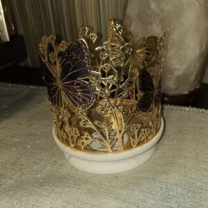 Gold and Purple Butterfly Candle Holder